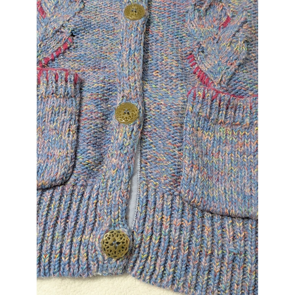 Sundance Sweater Cable Knit Cardigan Grandmacore Purple Sz Large Pockets - Picture 5 of 11